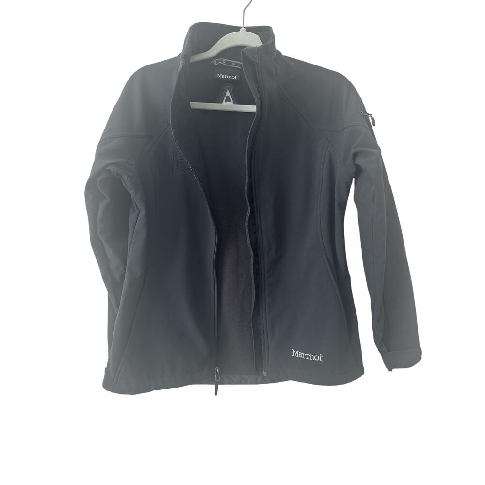 Marmot Windbreaker Full Zip Jacket Women's Medium Black Long Sleeves Embroidered